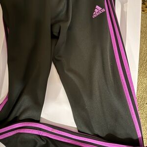 Adidas Women’s Black Joggers with Pinkish Purple Stripes
